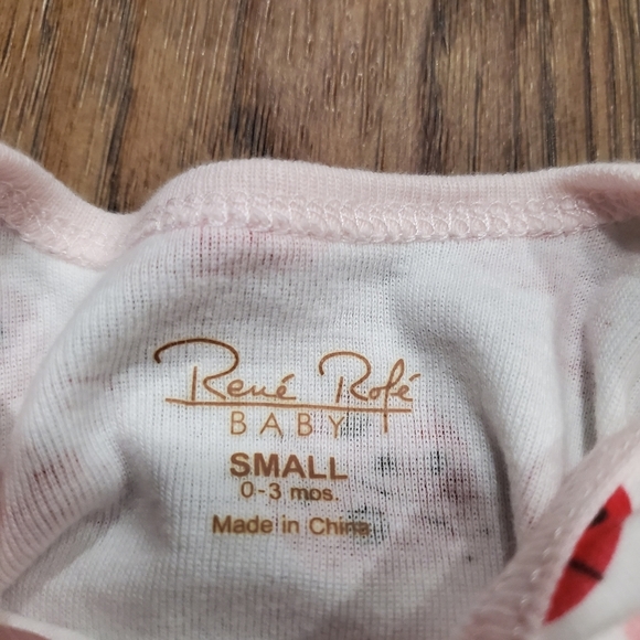 Rene Rofe Baby Swiggles Girl Red Hearts Ladybug Bodysuit Pastel Pink Leggings 3M - Picture 3 of 8